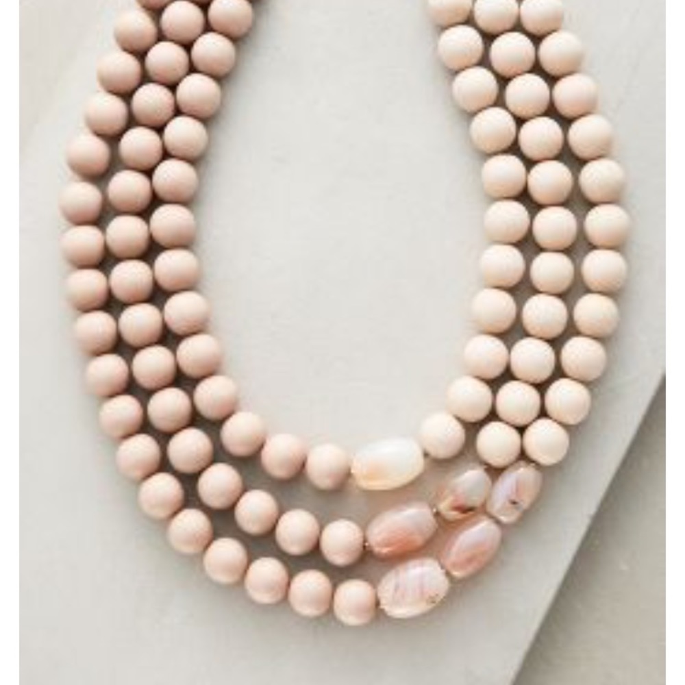 Anthropologie pale pink bead necklace